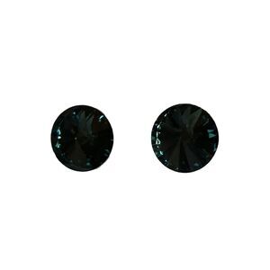 Pre-owned Blue Green Women's Round Crystal Stud Earrings